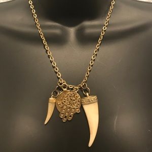 Chunky Tooth, Hamsa Necklace Adjustable